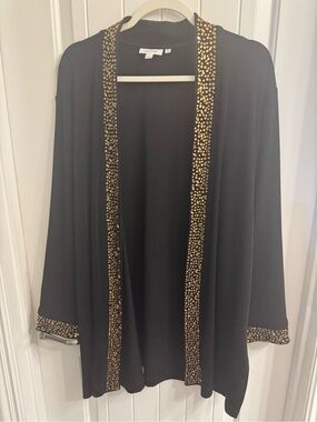 Chicos Size 4 (20/22) Black Travelers Rhinestone Cardigan